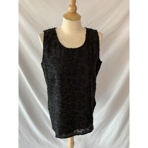 Halogen Black Dressy Tank Top Fuzzy Eyelash Metallic‎ Whimsigoth Dark Fairy